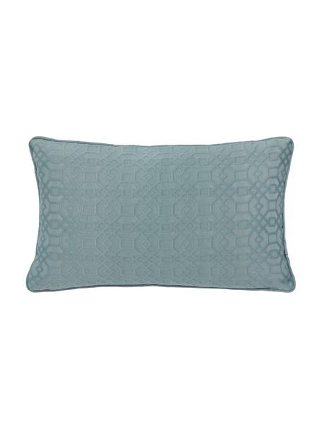 Kissenhülle Feliz mit grafischem Muster, 60% Baumwolle, 40% Polyester, Blau, 30 x 50 cm