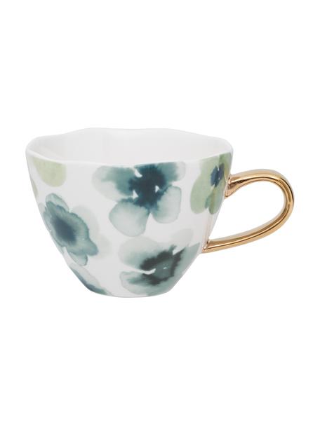 Taza de café Good Morning, Porcelana New Bone, Blanco, verde, azul, dorado, Ø 11 x Al 8 cm, 350 ml