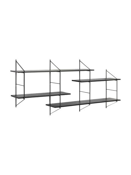 Estantería de pared grande de metal Belfast, Estructura: metal con pintura en polv, Estantes: tableros de fibra de dens, Negro, An 191 x Al 79 cm