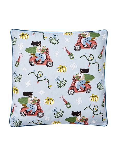 Povlak na polštář se zimním motivem Scooter, 100% bavlna, Modrá, Š 45 cm, D 45 cm