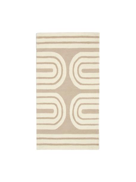 Ručně tkaný vlněný koberec Arne, Béžová, krémově bílá, Š 80 cm, D 150 cm (velikost XS)
