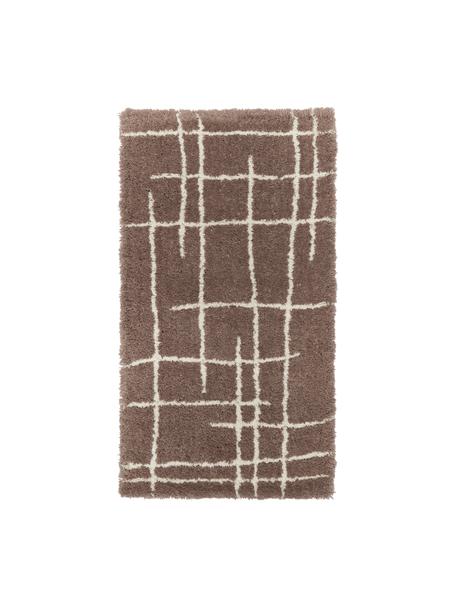 Ručně tkaný načechraný koberec s vysokým vlasem Amelie, Hnědá, krémově bílá, Š 80 cm, D 150 cm (velikost XS)