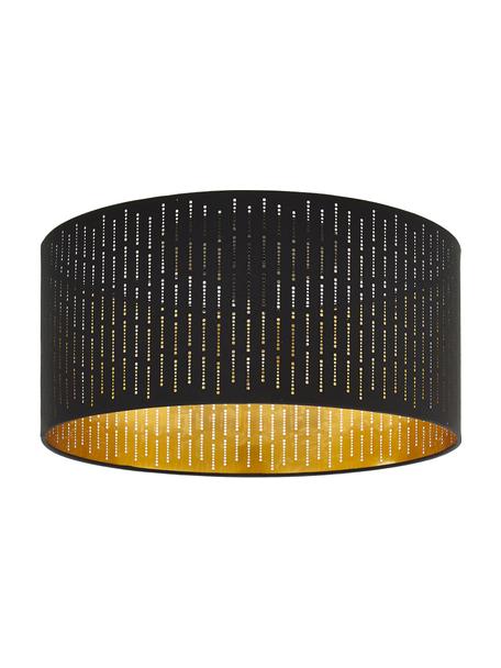 Plafondlamp Varillas in zwart-goudkleur, Lampenkap: textiel, kunststof, Zwart, goudkleurig, Ø 48 x H 22 cm