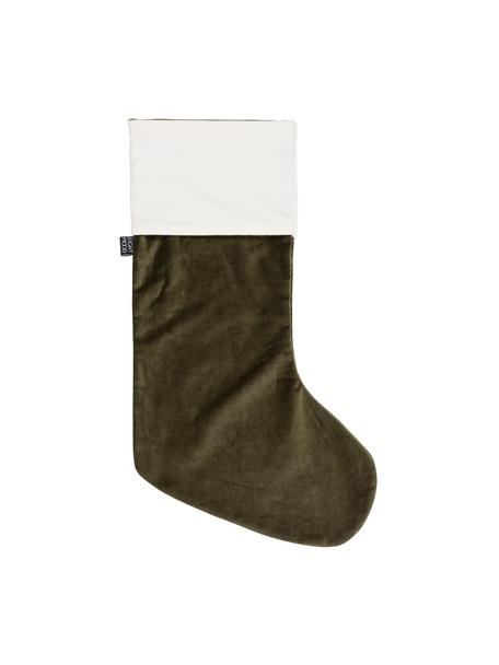 Nikolausstrumpf  Veronica H 45 cm, Baumwolle, Grün, Weiß, B 25 x H 45 cm