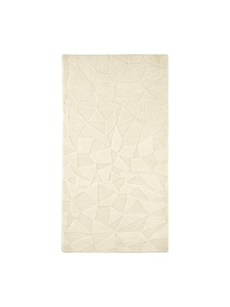 Handgetuft wollen vloerkleed Rory in crèmewit, Onderzijde: 100% katoen, Wit, B 80 x L 150 cm