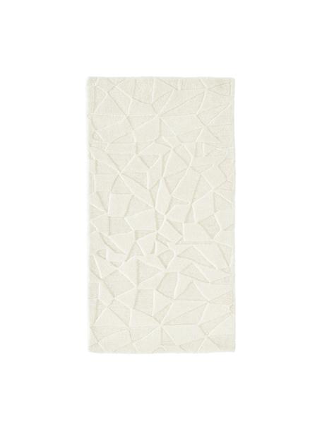 Handgetuft wollen vloerkleed Rory met hoog-laag structuur, Onderzijde: 100% katoen Het materiaal, Crèmewit, B 80 x L 150 cm