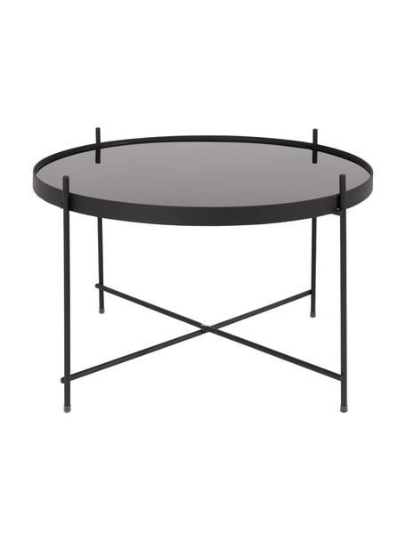Runder Couchtisch Cupid mit abnehmbarer Glasplatte, Gestell: Metall, pulverbeschichtet, Tischplatte: Glas, Schwarz, Ø 63 cm