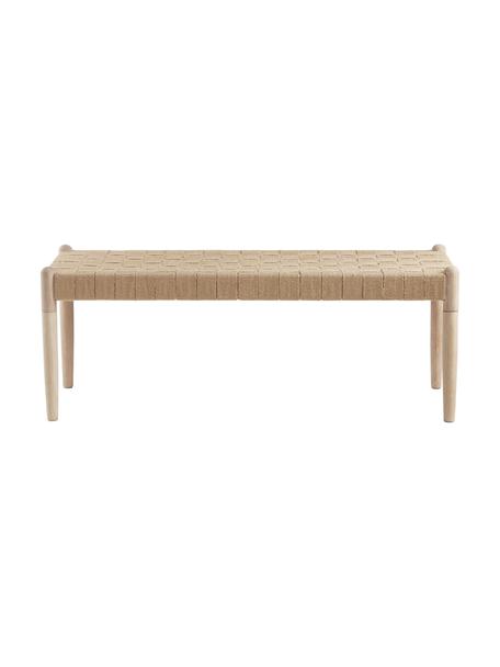 Kinder-Sitzbank Köpenhamn aus Holz, Gestell: Eichenholz, Sitzfläche: Jute, Eichenholz, B 85 x H 32 cm
