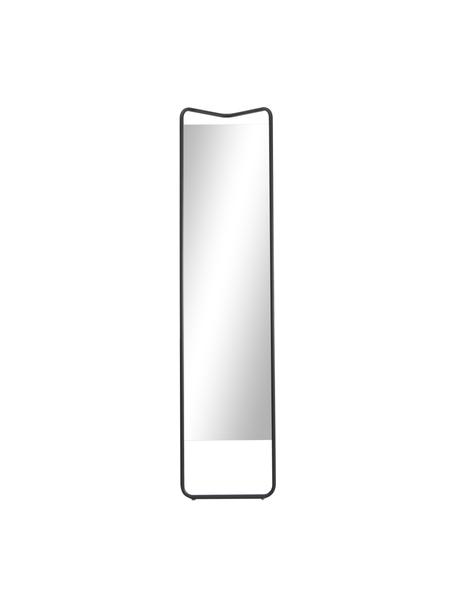 Eckiger Anlehnspiegel Kasch mit schwarzem Aluminiumrahmen, Rahmen: Aluminium, pulverbeschich, Spiegelfläche: Spiegelglas, Schwarz, 42 x 175 cm