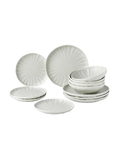 Service de table en porcelaine mate Sali, 4 personnes (12 élém.), Porcelaine, Gris clair, 4 personnes (12 élém.)