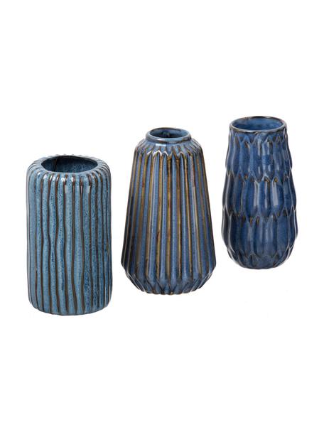 Súprava menších porcelánových váz Aquarel, 3 diely, Porcelán, Odtiene modrej, Súprava s rôznymi veľkosťami