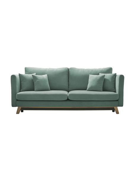 Sofa rozkładana z miejscem do przechowywania Triplo (3-osobowa), Tapicerka: 100% poliester, w dotyku , Nogi: metal lakierowany, Zielonomiętowa tkanina, S 216 x G 105 cm