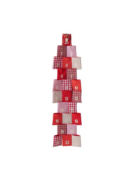 Kalendarz adwentowy Edala, Bawełna, filc poliestrowy, Czerwony, biały, beżowy, S 29 x W 110 cm