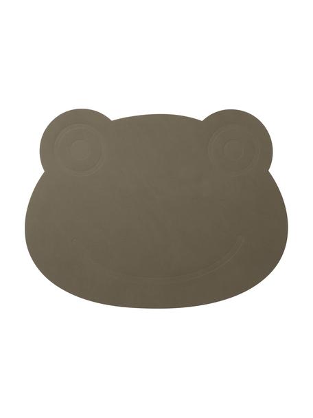 Leder-Tischset Frog, Leder, Gummi, Graugrün, B 38 x L 28 cm