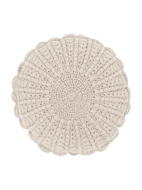 Gehaakt rond katoenen kussen Brielle, Bekleding: 100% katoen, Beige, Ø 40 cm