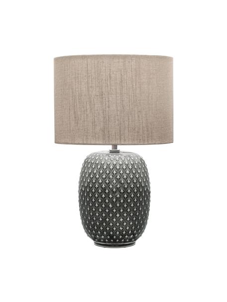 Keramik-Tischlampe Pretty Classy, Lampenschirm: Stoff, Lampenfuß: Keramik, Beige, Grau, Ø 25 x H 40 cm