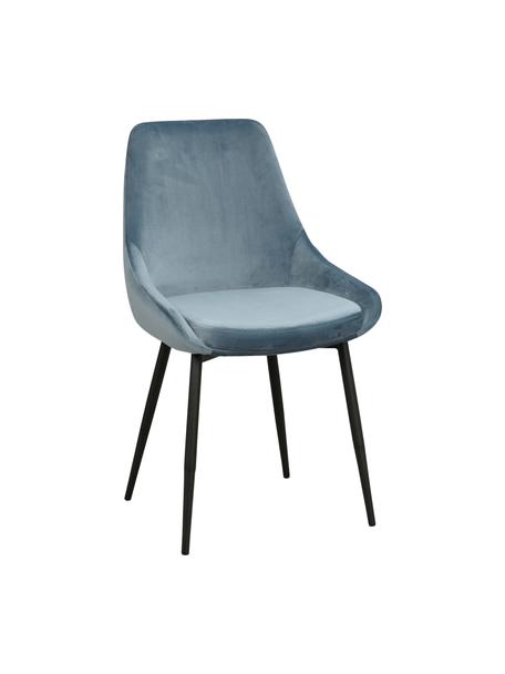 Fluwelen stoelen Sierra in blauw, 2 stuks, Bekleding: polyester fluweel, Poten: gelakt metaal, Fluweel blauw, B 49 x D 55 cm