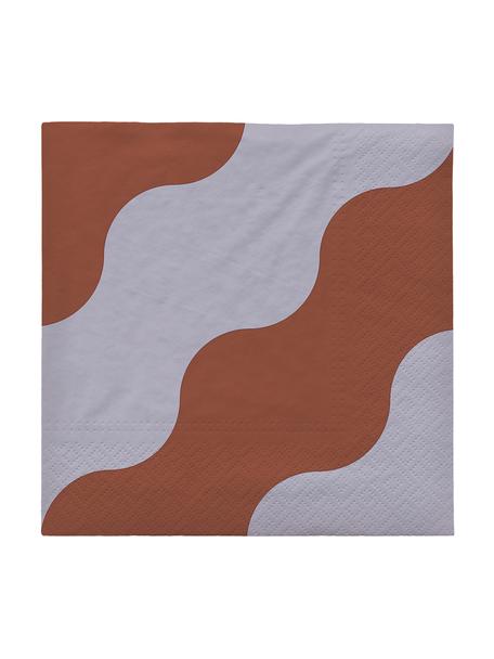 Papier-Servietten Tide in Ziegelrot, 20 Stück, Papier, Ziegelrot, Grau, B 33 x L 33 cm