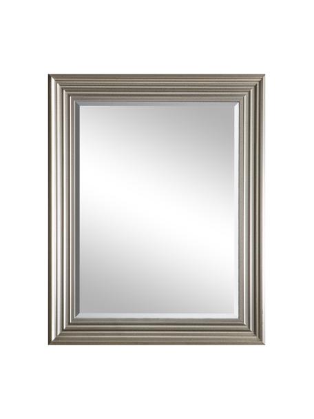 Eckiger Wandspiegel Haylen mit silbernem Rahmen, Rahmen: Kunststoff, Spiegelfläche: Spiegelglas, Silberfarben, B 64 x H 79 cm
