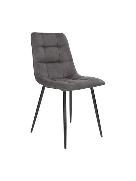 Krzesło tapicerowane Middleton, Tapicerka: mikrofibra Dzięki tkanini, Nogi: metal lakierowany, Szary, S 55 x G 44 cm