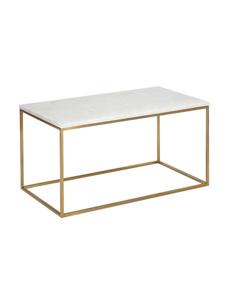 Mramorový konferenční stolek Alys, Bílá, mramorovaná, zlatá, Š 80 cm, H 45 cm
