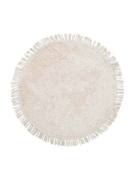 Alfombra redonda artesanal de algodón Daya, Blanco crema, Ø 120 cm (Tamaño S)