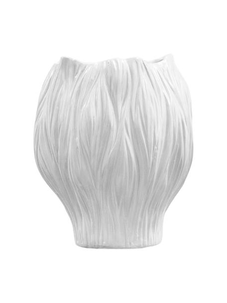 Handgefertigte Design-Vase Flora, Steingut, Weiß, B 22 x H 26 cm