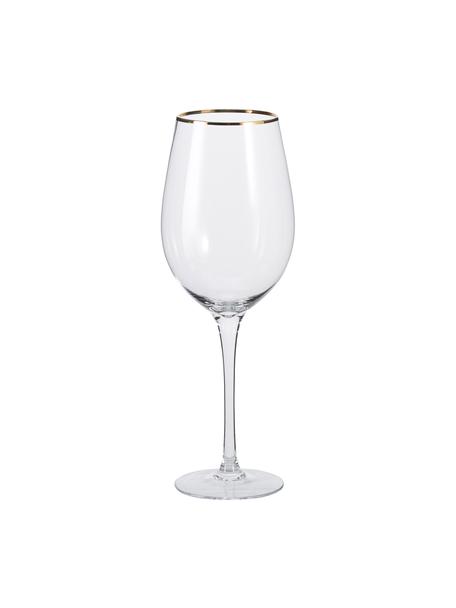 Verre à vin transparent avec bord doré Chloe, 4 pièces, Verre, Transparent, Ø 9 x haut. 26 cm