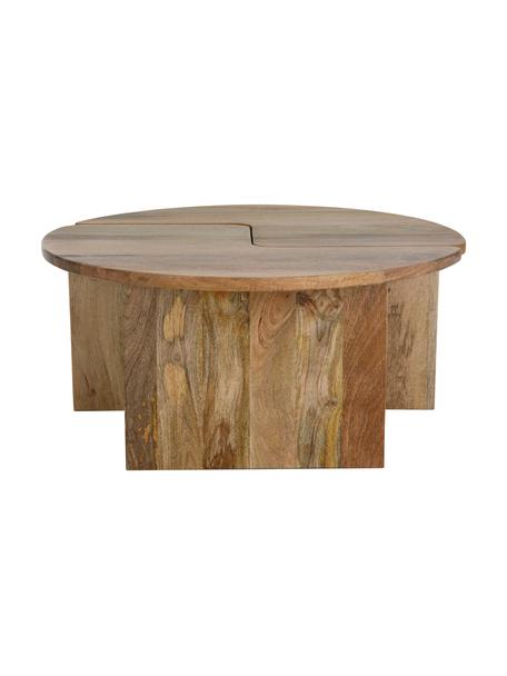 Okrągły stolik kawowy z drewna mangowego Match, 2 elem., Drewno mangowe, Brązowy, Ø 90 x W 41 cm