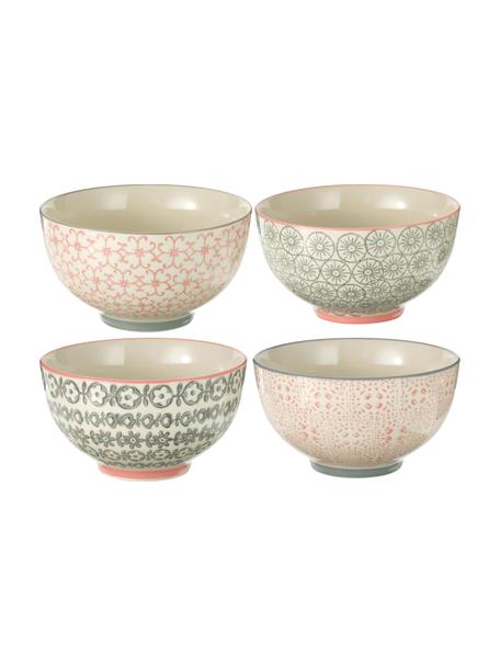 Schälchen Cécile mit kleinem Muster, 4er-Set, Keramik, Beige, Grau, Rosa, Ø 13 x H 8 cm