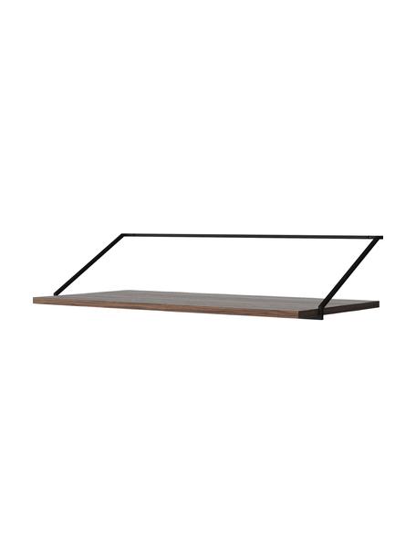 Biurko ścienne z drewna i metalu Majorka, Blat: płyta pilśniowa średniej , Stelaż: metal malowany proszkowo, Ciemne drewno naturalne, S 92 x G 45 cm