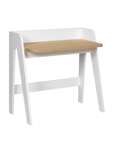 Skandi-Schreibtisch Fiore in Weiß, Gestell: Mitteldichteholzfaserplat, Tischplatte: Mitteldichteholzfaserplat, Weiß, Braun, B 91 x T 49 cm