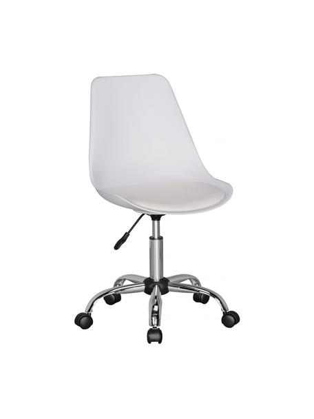 Chaise de bureau rotative avec assise rembourrée Sitz, Blanc, chrome