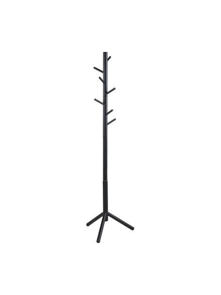 Drevený stojan na oblečenie so 6 háčikmi Bremen, Lakované kaučukovníkové drevo, Čierna, Š 51 x V 176 cm
