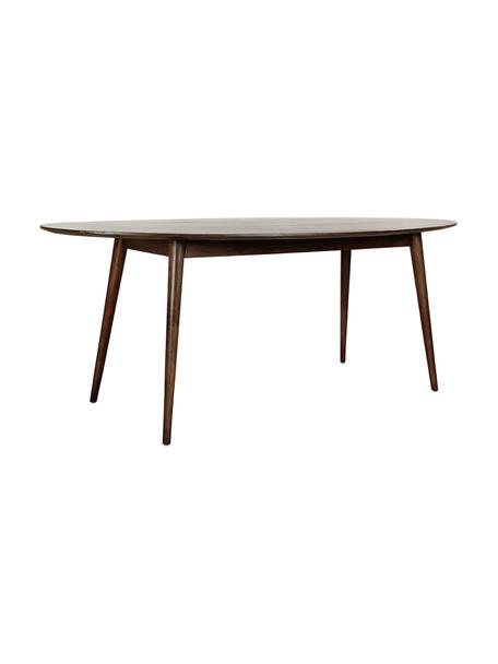 Tavolo ovale in legno massello Oscar, 203 x 97 cm, Legno di mango massello, verniciato, Marrone scuro, Larg. 203 x Prof. 97 cm