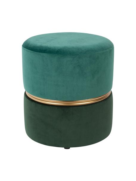 Pouf in velluto Maris, Rivestimento: velluto di poliestere Con, Struttura: pannello di fibra a media, Velluto tonalità verdi, Ø 35 x Alt. 39 cm