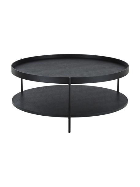 Tavolino rotondo da salotto in legno nero Renee, Struttura: metallo verniciato a polv, Nero, Ø 90 x Alt. 39 cm