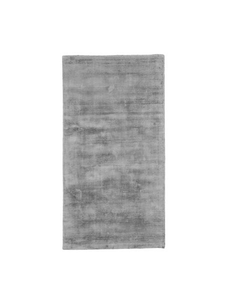 Tappeto in viscosa color grigio tessuto a mano Jane, Retro: 100% cotone, Grigio, Larg. 80 x Lung. 150 cm (taglia XS)