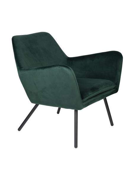 Fluwelen lounge fauteuil Bon in groen, Bekleding: 100% polyester fluweel, Frame: multiplex, rubberhout, Poten: gepoedercoat staal, Fluweel groen, 80 x 76 cm