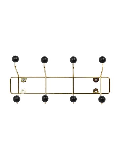 Perchero de pared de metal Saturnus, 4 ganchos, Dorado, negro, An 34 x Al 15 cm
