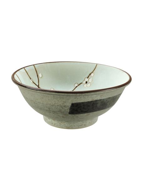 Ručně vyrobené misky Soshun, 4 ks, Kamenina, Zelená, hnědá, bílá, Ø 22 cm, V 9 cm