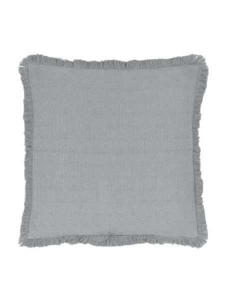 Poszewka na poduszkę z frędzlami Lorel, 100% bawełna, Jasny szary, S 40 x D 40 cm