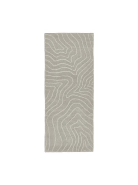Passatoia in lana grigio chiaro taftata a mano Aaron, Retro: 100% cotone Nel caso dei , Grigio chiaro, Larg. 80 x Lung. 300 cm