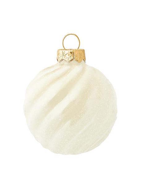 Boules de Noël Gabriela Ø 6 cm, 3 pièces, Verre, Blanc crème, Ø 6 cm