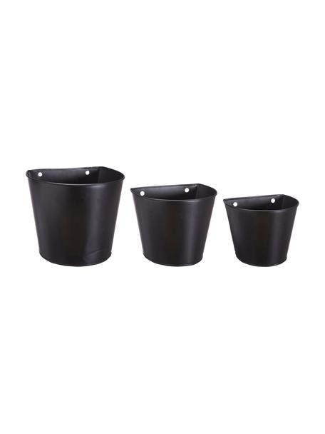 Wand-Übertopf-Set Rosalie, 3-tlg., Metall, beschichtet, Schwarz, Set mit verschiedenen Größen
