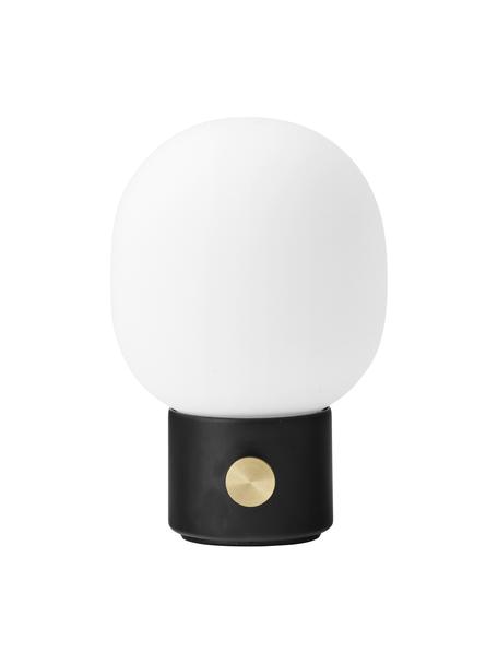 Dimbare tafellamp JWDA met USB-aansluiting, Lampenkap: glas, Lampvoet: gecoat metaal, Wit, zwart, Ø 15 x H 22 cm