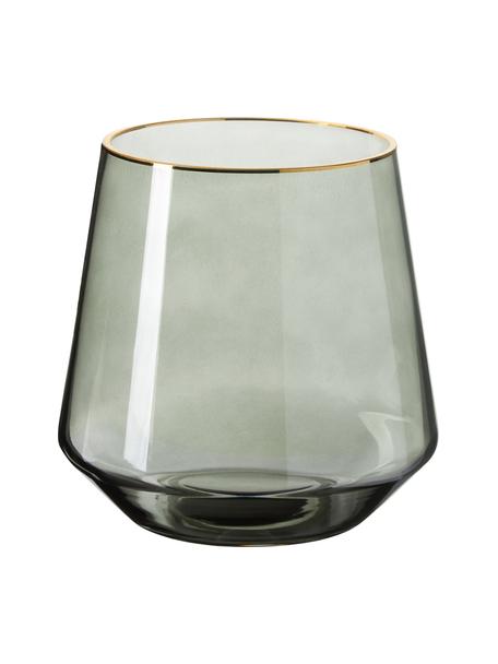 Vaso in vetro soffiato con bordo dorato Joyce, Vetro, Grigio trasparente, Ø 16 x Alt. 16 cm