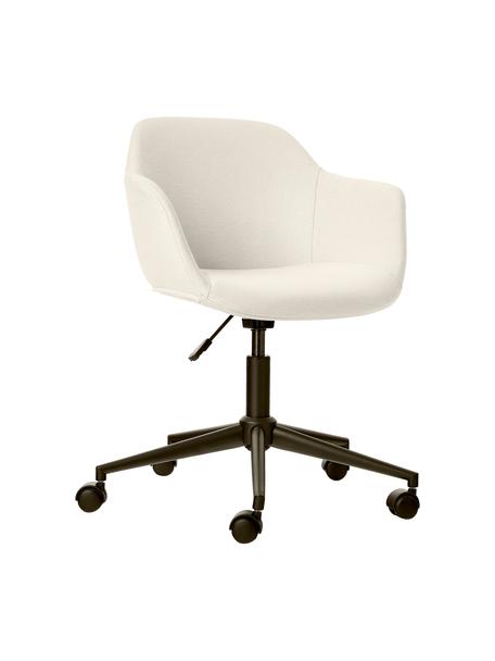 Chaise de bureau pivotante rembourrée, assise étroite Fiji, Tissu blanc crème, larg. 66 x prof. 66 cm