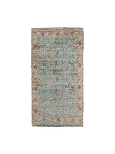 Ručne tkaný ženilkový koberec Rimini, Tyrkysová, sivobéžová, hnedá, Š 200 x D 300 cm (veľkosť L)