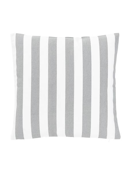 Housse de coussin rayée Timon, 100 % coton, Gris, blanc, larg. 40 x long. 40 cm